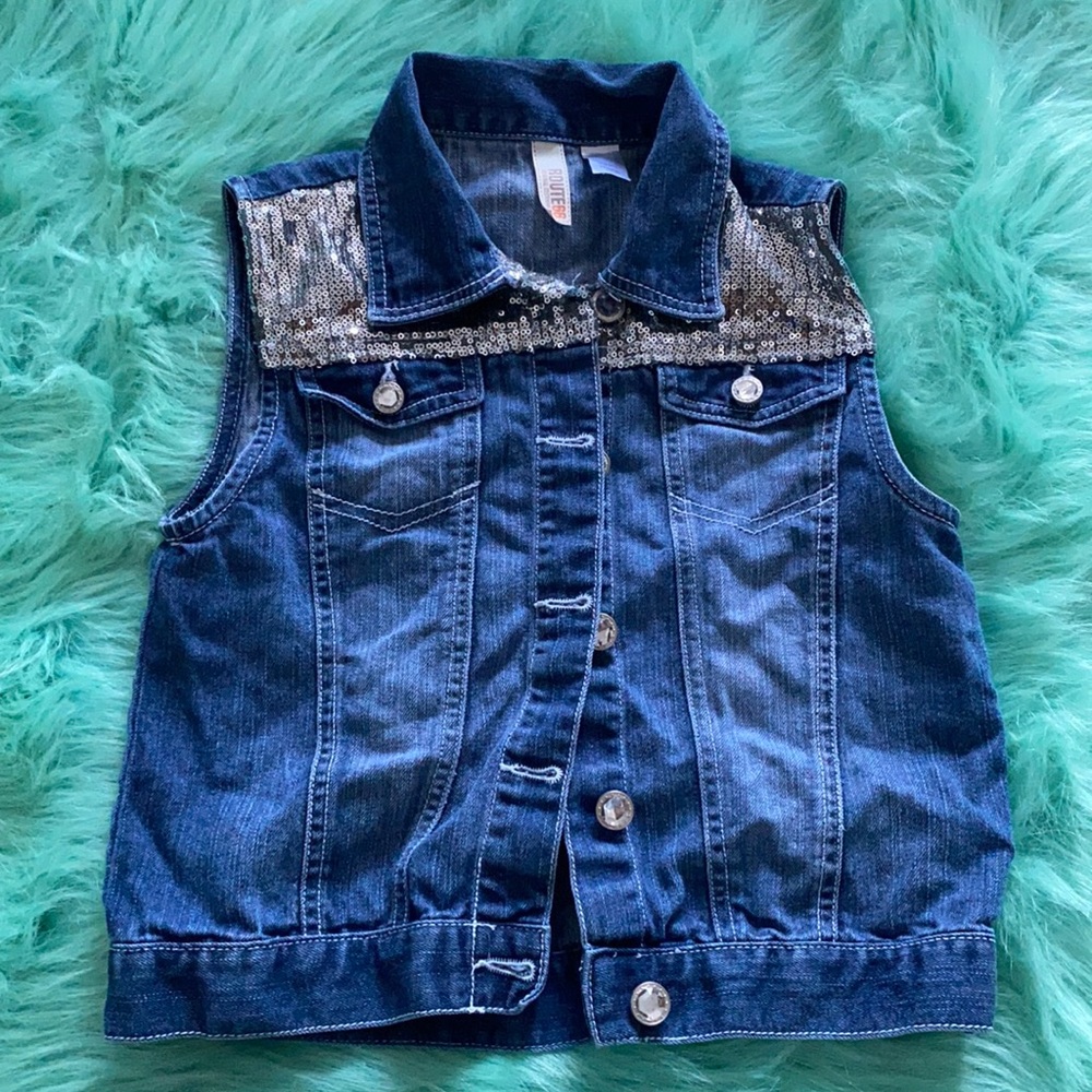 Jean jacket, size small, glitter, diamond buttons